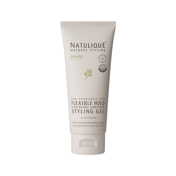 NATULIQUE Organic Flexible Hold Styling Gel tube, 98% organic, professional quality for natural hair styling.