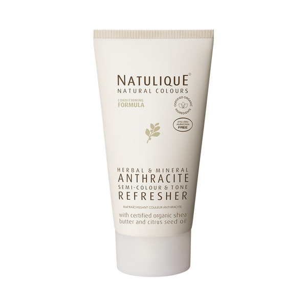 NATULIQUE Organic Anthracite Refresher tube for revitalizing dark hair with natural ingredients.