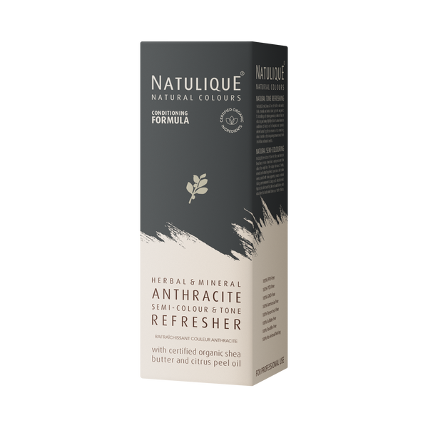 NATULIQUE Organic Anthracite Refresher packaging, a natural solution for enhancing charcoal-toned hair.