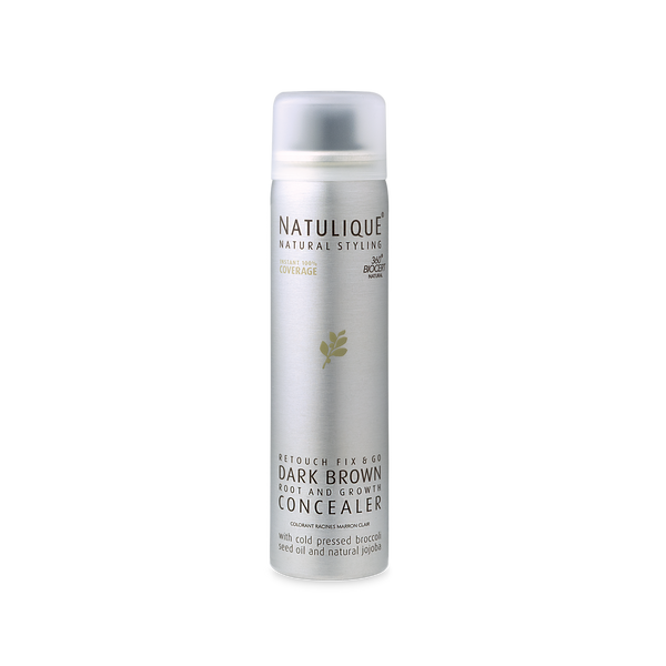 NATULIQUE Organic Dark Brown Concealer bottle for natural grey coverage with organic ingredients.