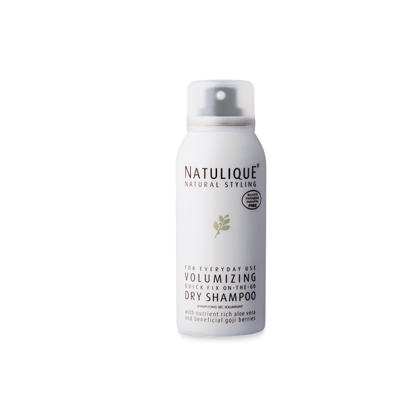 NATULIQUE Organic Volumizing Dry Shampoo canister, 98% organic and sustainable for instant freshness and volume.