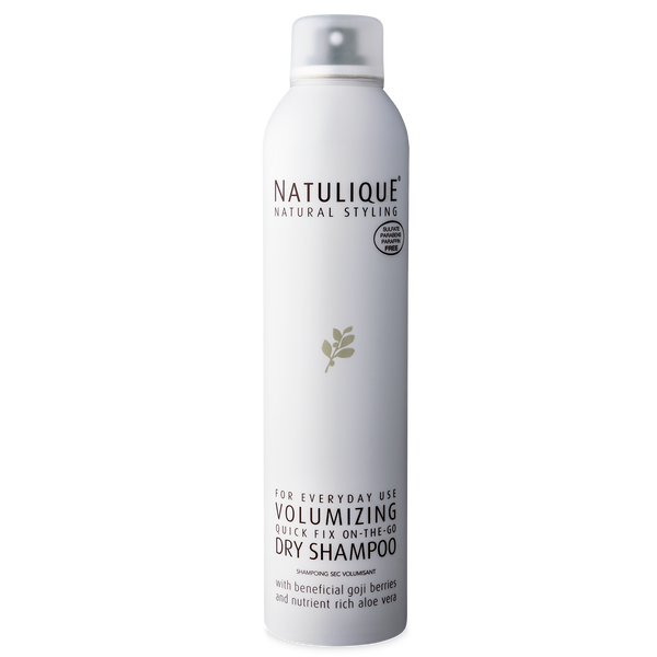 NATULIQUE Organic Volumizing Dry Shampoo can for effortless volume and freshness, made with 98% organic ingredients.